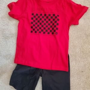 NEW Quiksilver Boys 3T red shirt and black shorts